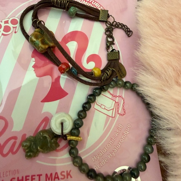 Hello Kitty Bracelets (2) and Bag, Barbie face mask and kitty furry sleep mask - Picture 3 of 3